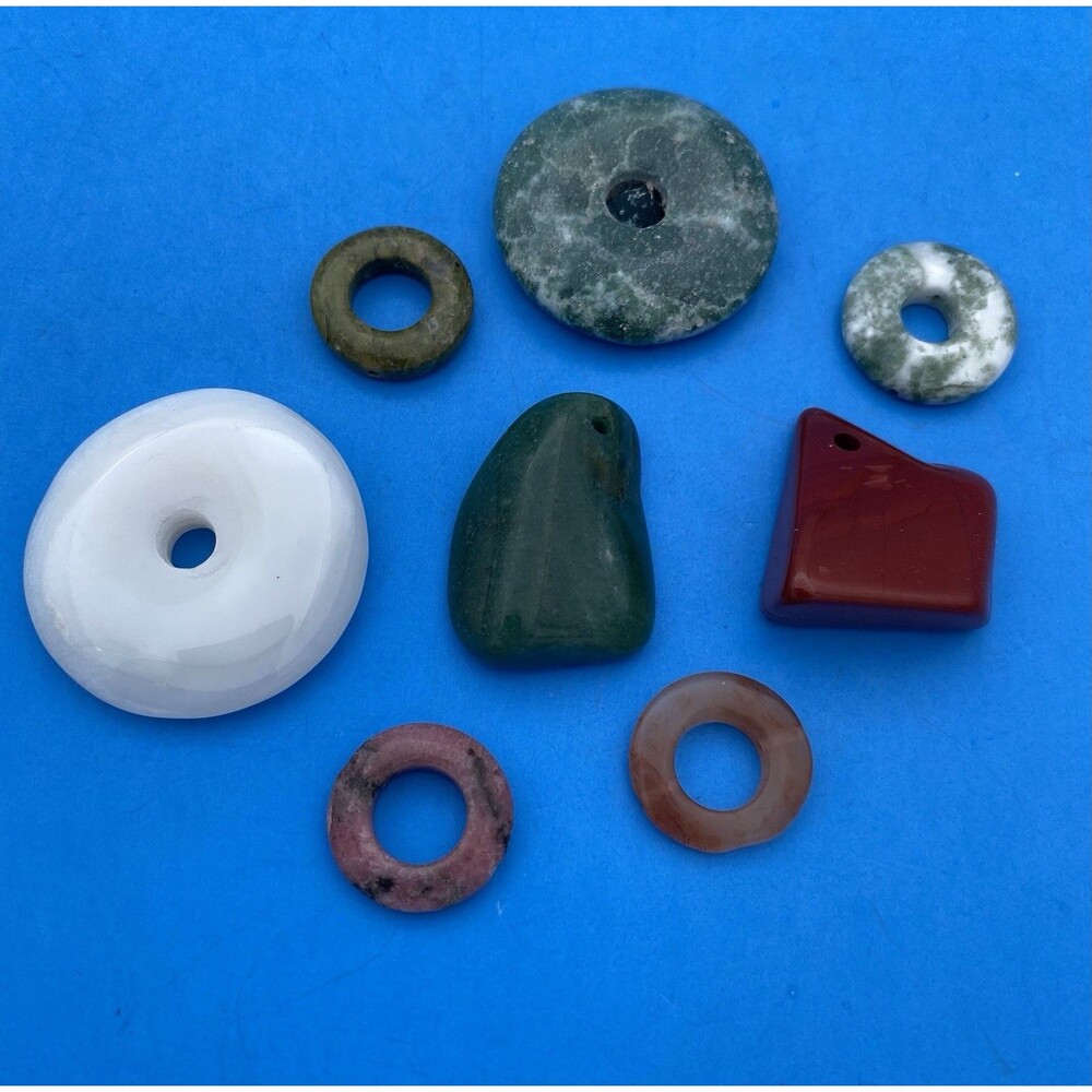 VTG Gemstone Pendants Focal Bead Donut Jewelry Making Supply Lot Necklace Crafts